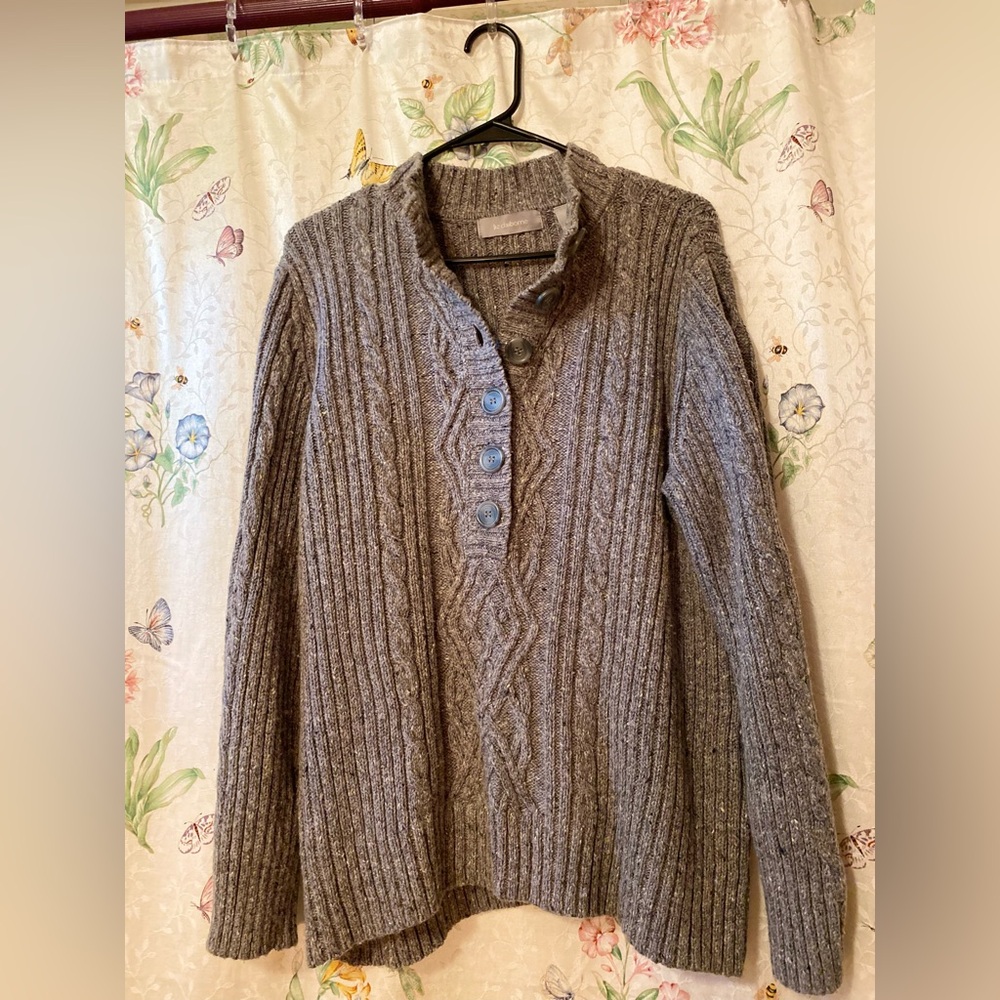 Women's Cable Knit Sweater - Gray Size XL